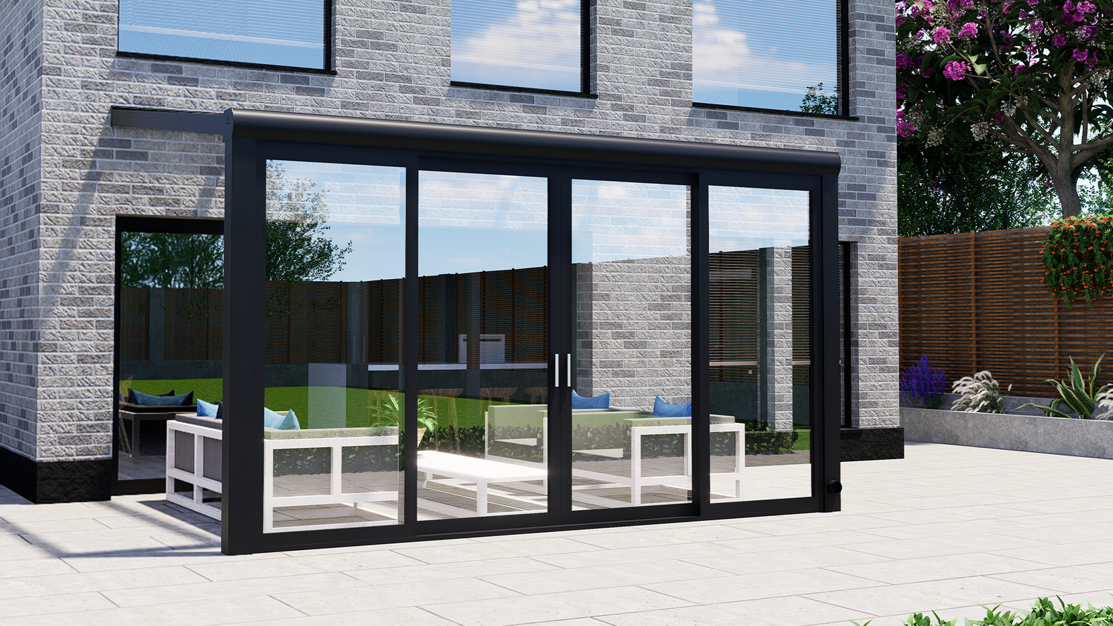 Voorkant met glazen schuifpui